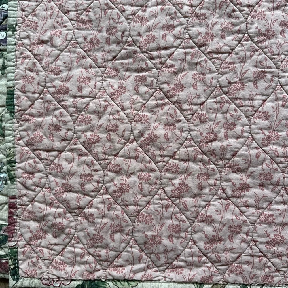 Pottery Barn Adelise Reversible Cotton Linen Floral Quilt Queen
